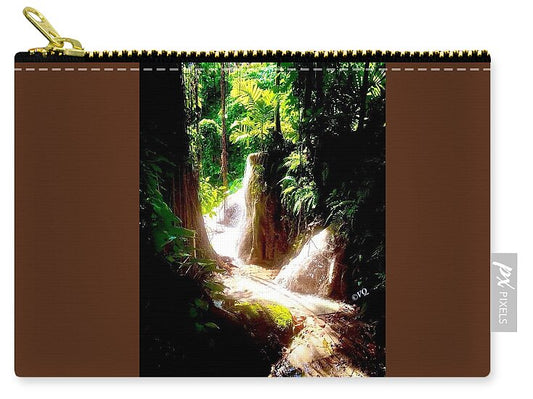 Sunlit Jungle Waterfall - Zip Pouch