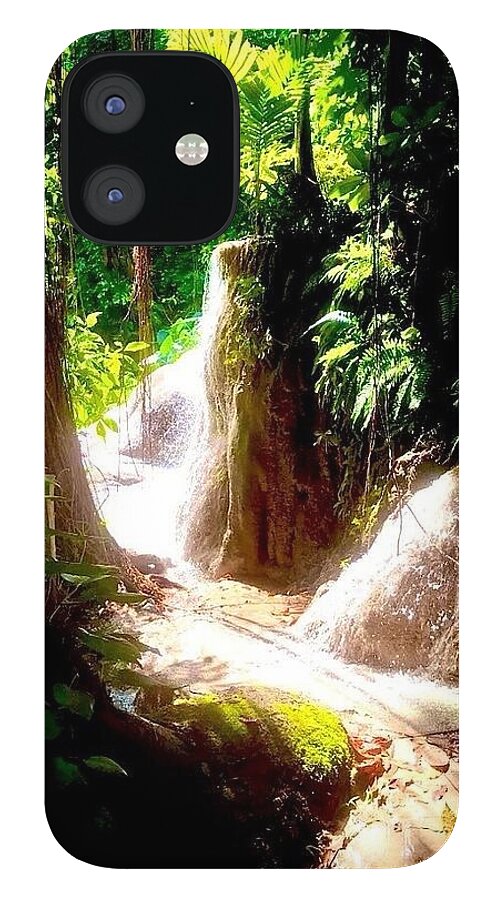 Sunlit Jungle Waterfall - Phone Case
