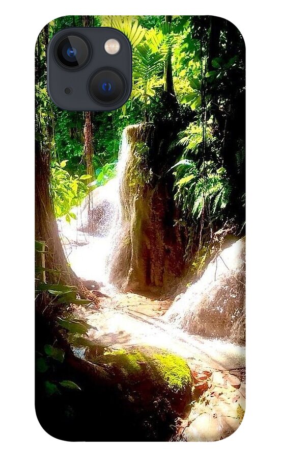 Sunlit Jungle Waterfall - Phone Case