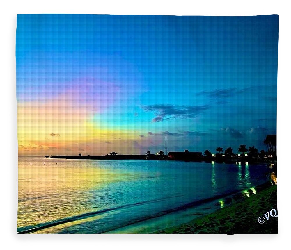 Tranquil Evening on Tropical Shore - Blanket