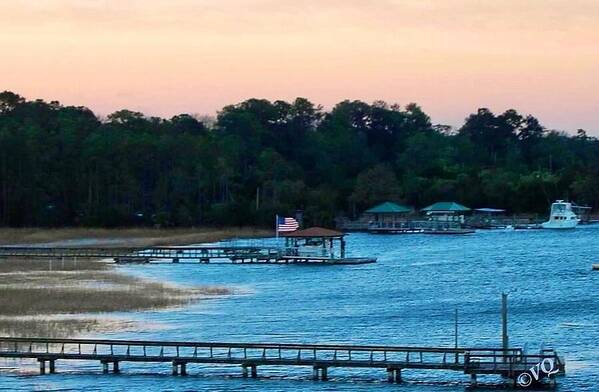 Tranquil Lakeside at Sunset - Art Print