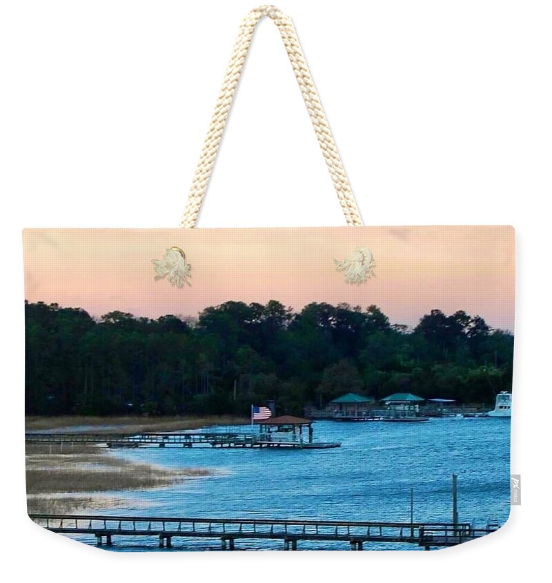 Tranquil Lakeside at Sunset - Weekender Tote Bag