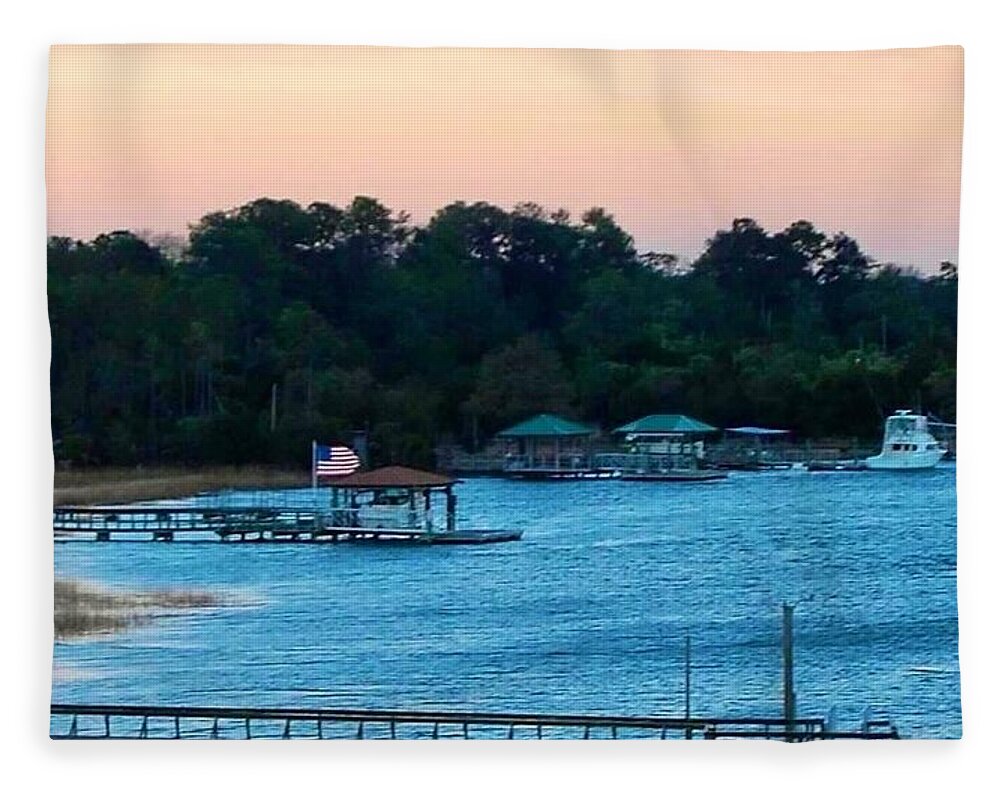 Tranquil Lakeside at Sunset - Blanket