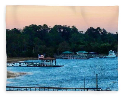 Tranquil Lakeside at Sunset - Blanket