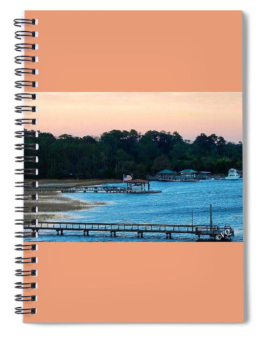Tranquil Lakeside at Sunset - Spiral Notebook