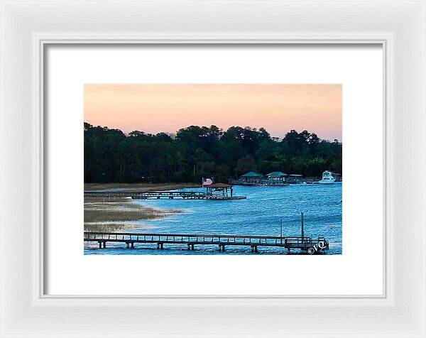 Tranquil Lakeside at Sunset - Framed Print