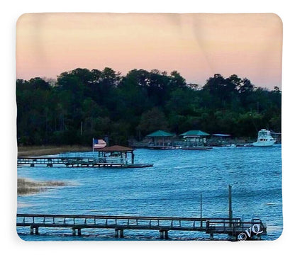 Tranquil Lakeside at Sunset - Blanket