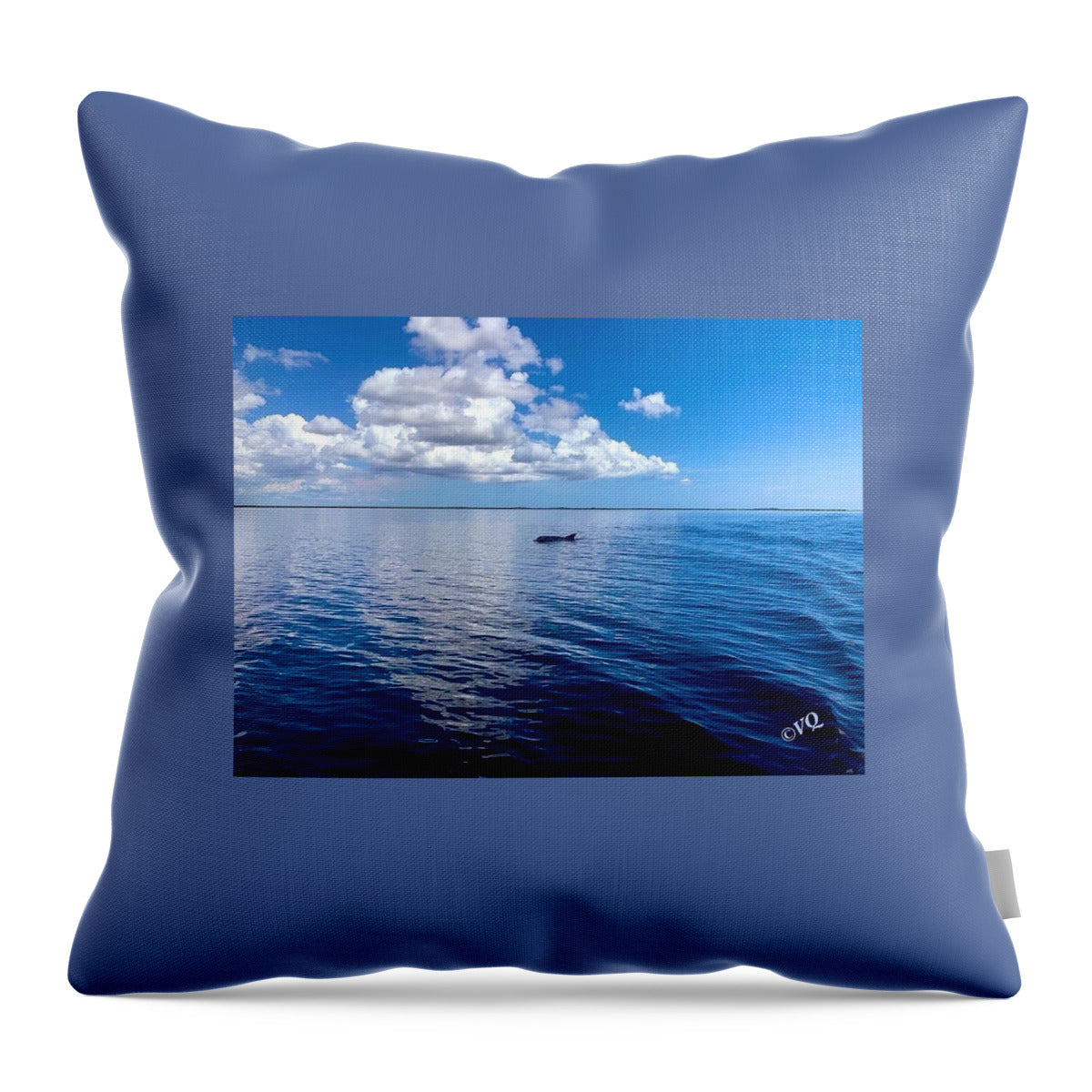 Tranquil Waters with Dolphin - Throw Pillow