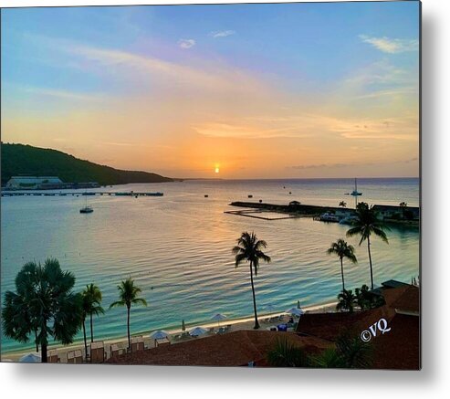Tropical Sunset Over Serene Bay - Metal Print