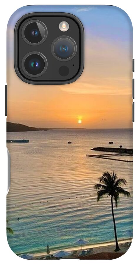 Tropical Sunset Over Serene Bay - Phone Case