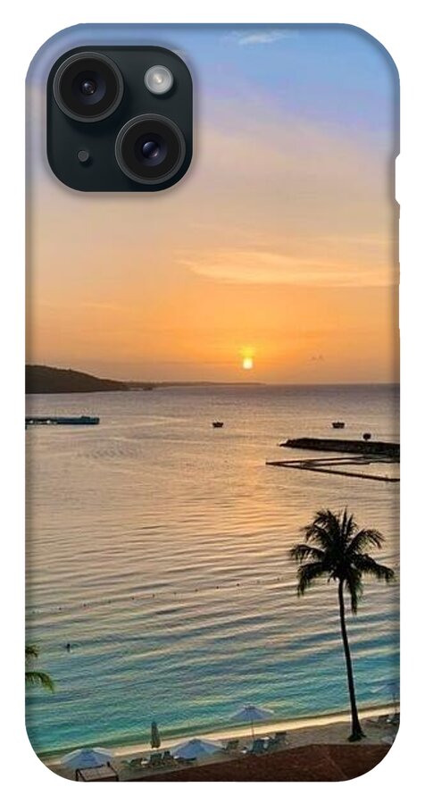 Tropical Sunset Over Serene Bay - Phone Case
