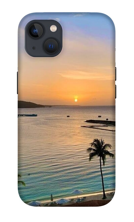 Tropical Sunset Over Serene Bay - Phone Case