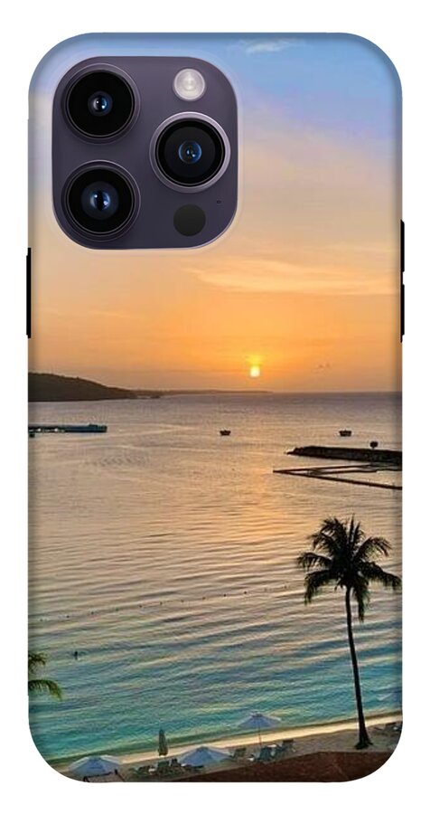 Tropical Sunset Over Serene Bay - Phone Case