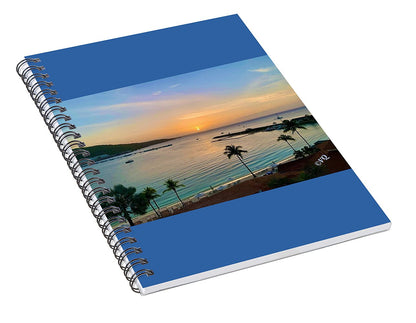Tropical Sunset Over Serene Bay - Spiral Notebook