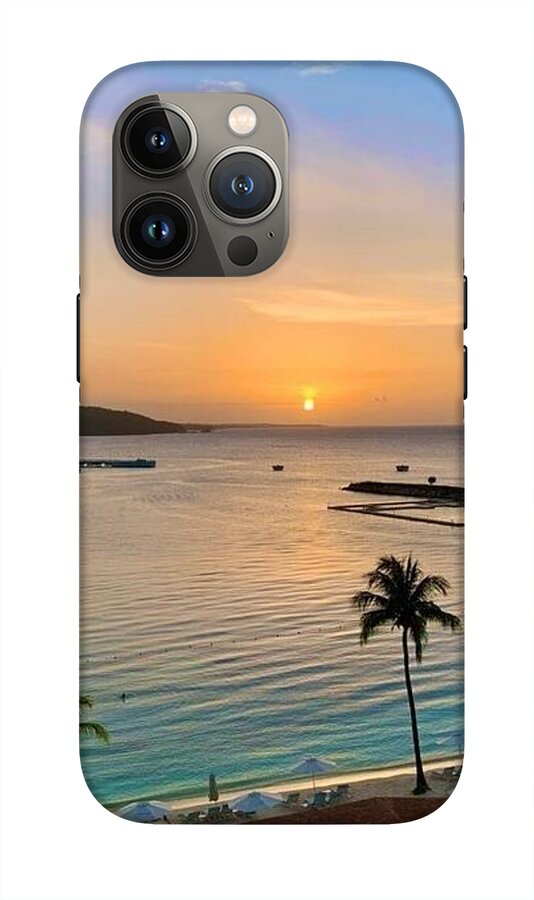 Tropical Sunset Over Serene Bay - Phone Case
