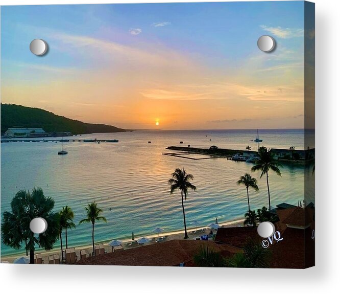 Tropical Sunset Over Serene Bay - Acrylic Print