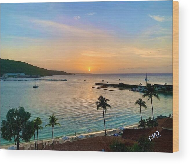 Tropical Sunset Over Serene Bay - Wood Print