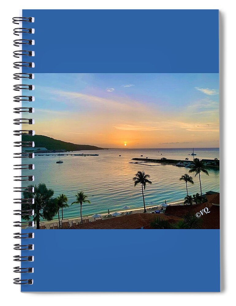 Tropical Sunset Over Serene Bay - Spiral Notebook