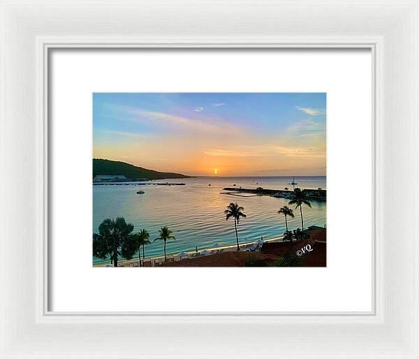 Tropical Sunset Over Serene Bay - Framed Print