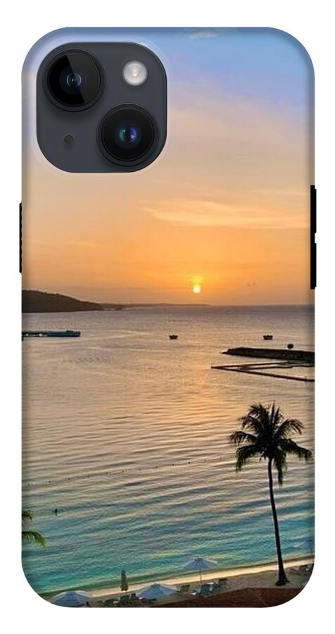 Tropical Sunset Over Serene Bay - Phone Case