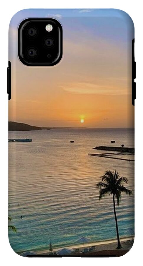 Tropical Sunset Over Serene Bay - Phone Case