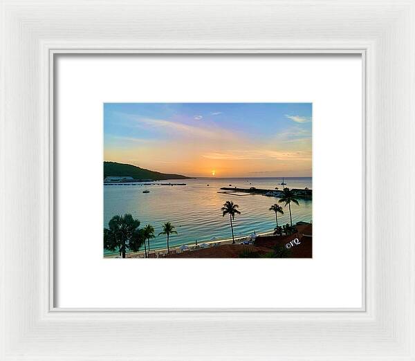 Tropical Sunset Over Serene Bay - Framed Print