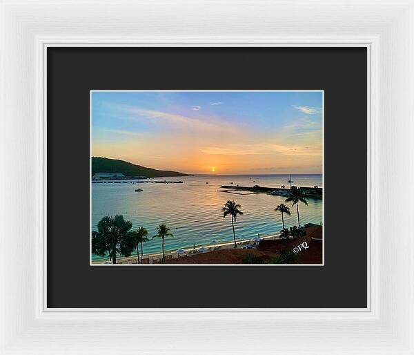 Tropical Sunset Over Serene Bay - Framed Print