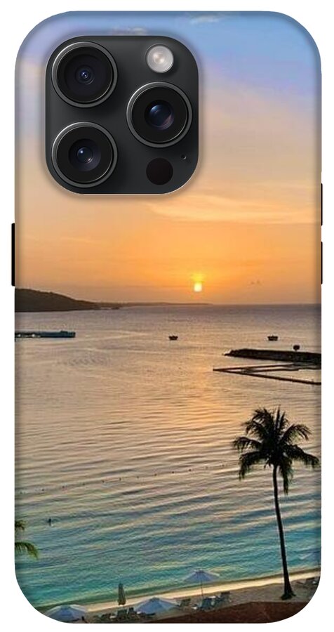 Tropical Sunset Over Serene Bay - Phone Case