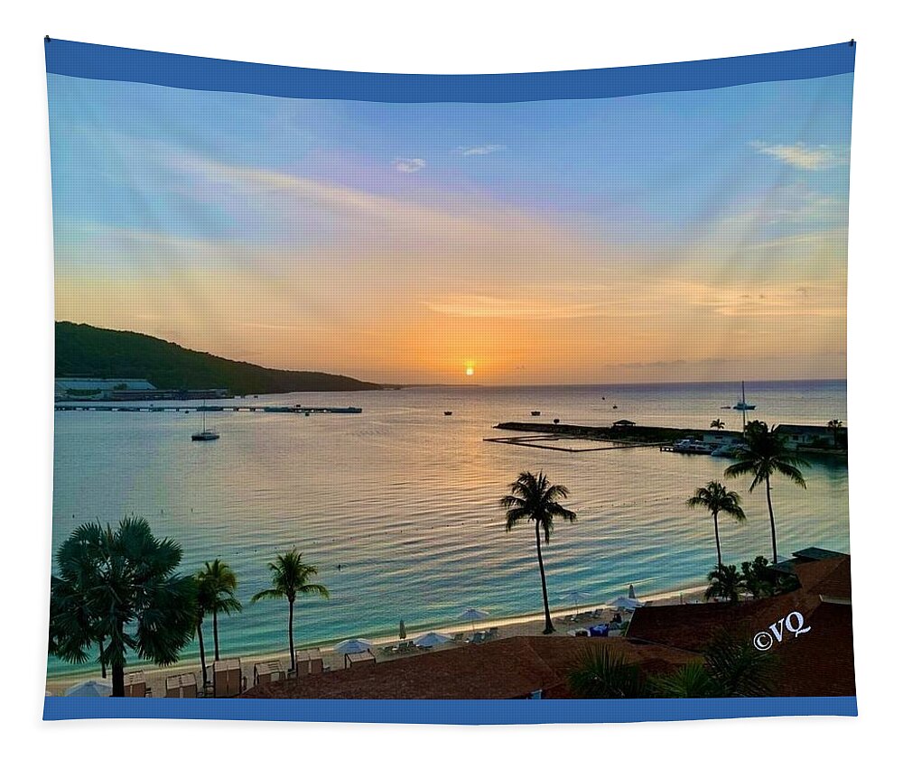 Tropical Sunset Over Serene Bay - Tapestry