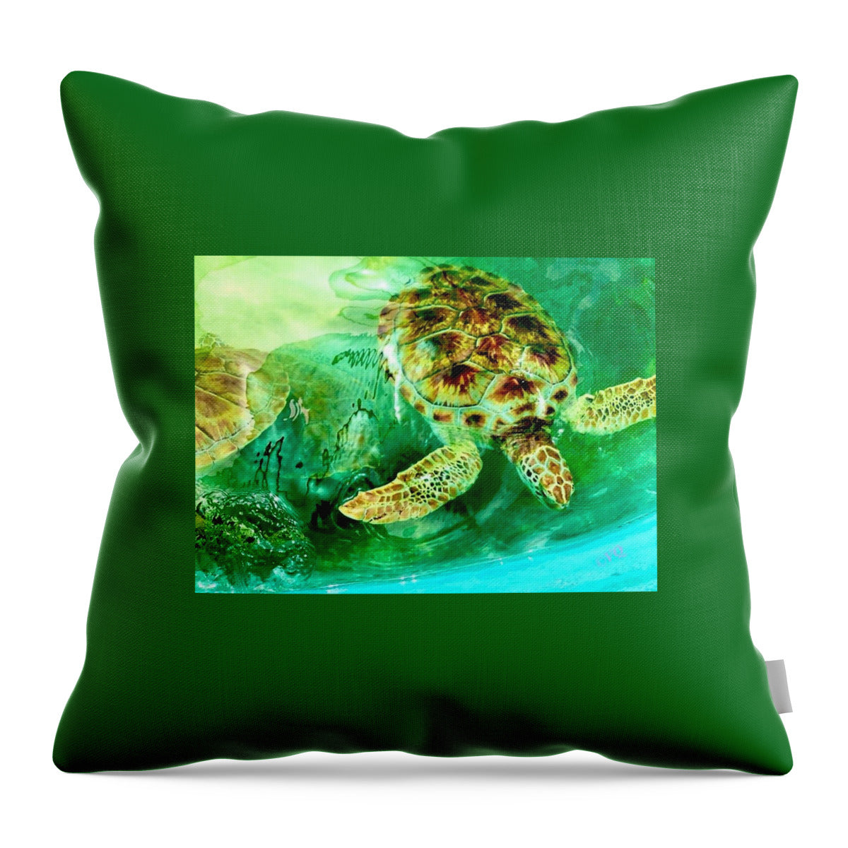 Turtles in Vibrant Waters - Throw Pillow
