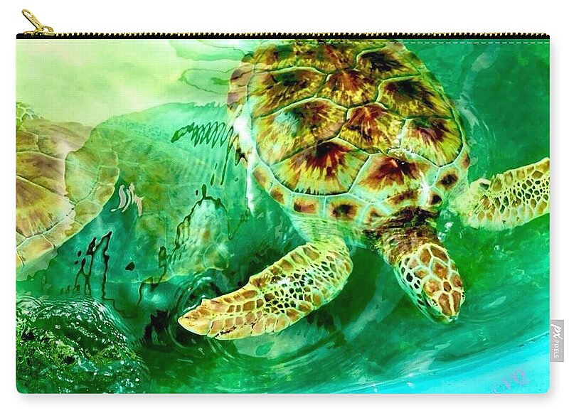 Turtles in Vibrant Waters - Zip Pouch
