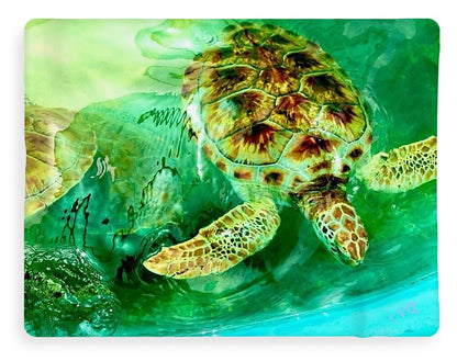 Turtles in Vibrant Waters - Blanket