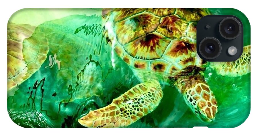 Turtles in Vibrant Waters - Phone Case