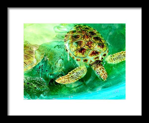 Turtles in Vibrant Waters - Framed Print