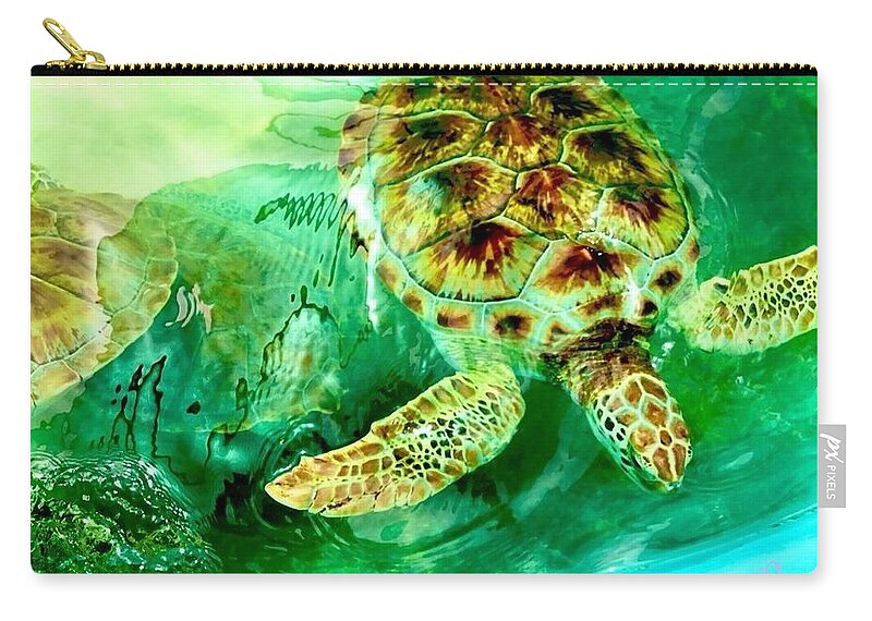 Turtles in Vibrant Waters - Zip Pouch