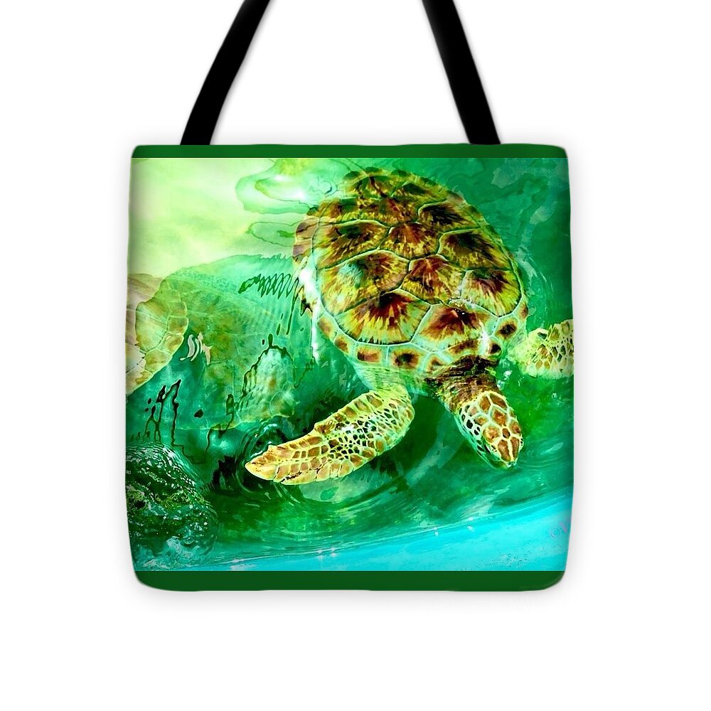 Turtles in Vibrant Waters - Tote Bag