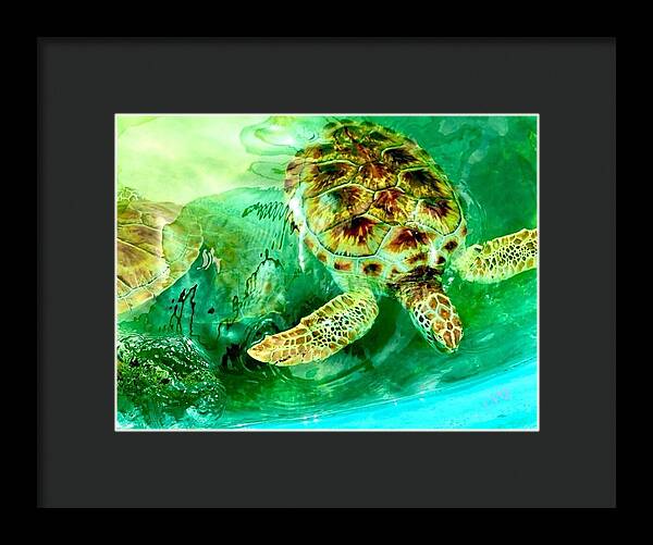 Turtles in Vibrant Waters - Framed Print