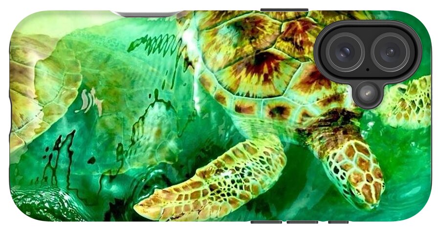 Turtles in Vibrant Waters - Phone Case