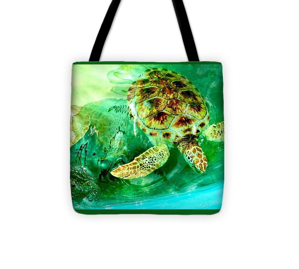 Turtles in Vibrant Waters - Tote Bag