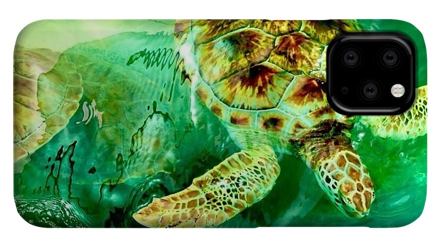 Turtles in Vibrant Waters - Phone Case