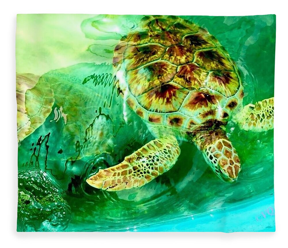 Turtles in Vibrant Waters - Blanket