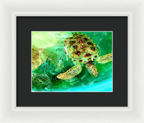 Turtles in Vibrant Waters - Framed Print