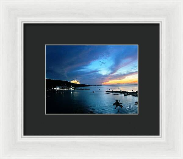 Vibrant Sunset Over Calm Waters - Framed Print