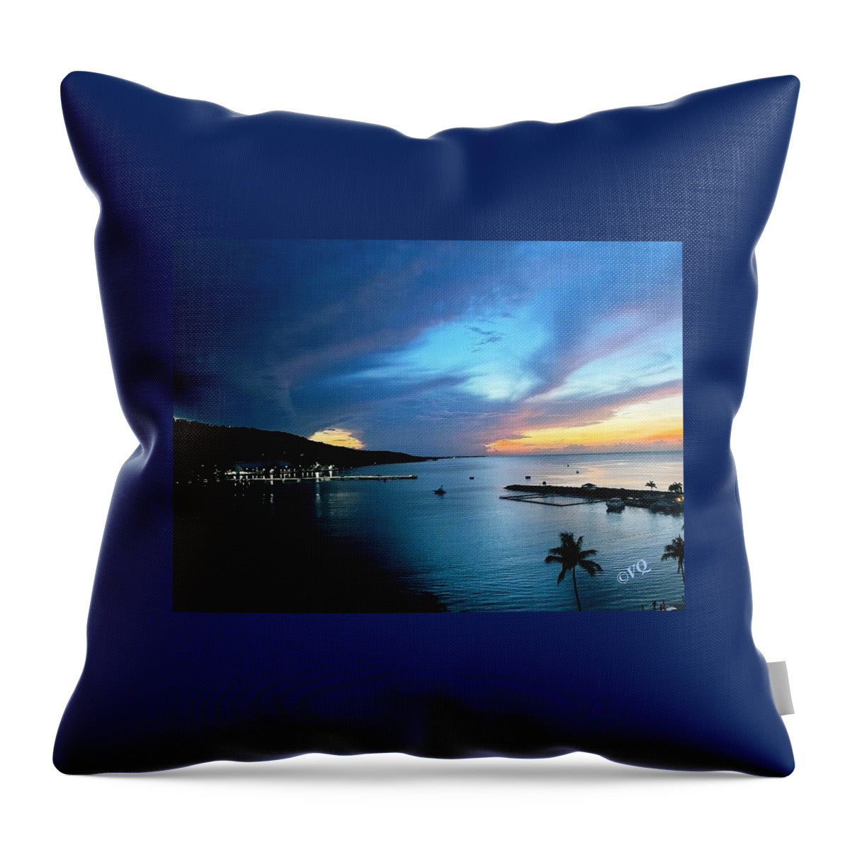 Vibrant Sunset Over Calm Waters - Throw Pillow