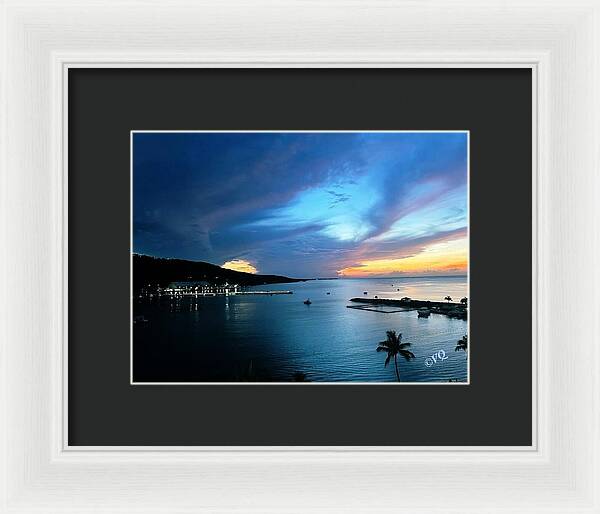 Vibrant Sunset Over Calm Waters - Framed Print