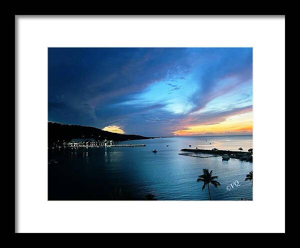 Vibrant Sunset Over Calm Waters - Framed Print