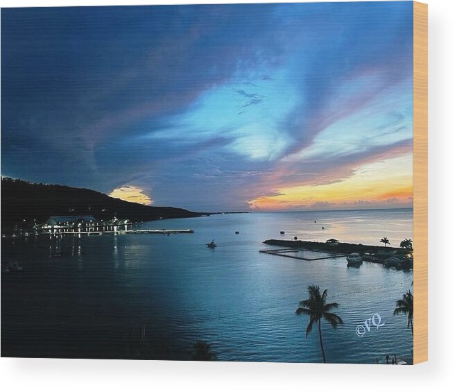 Vibrant Sunset Over Calm Waters - Wood Print