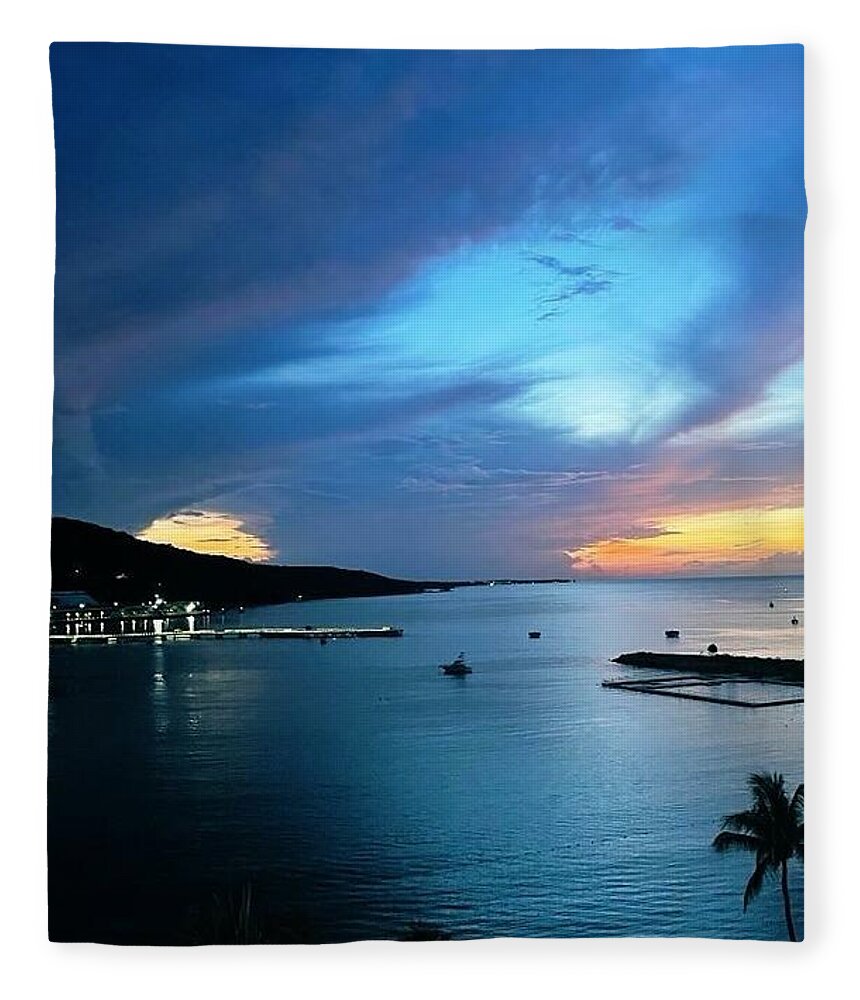 Vibrant Sunset Over Calm Waters - Blanket