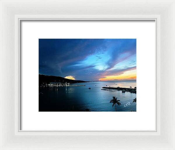 Vibrant Sunset Over Calm Waters - Framed Print