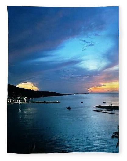 Vibrant Sunset Over Calm Waters - Blanket